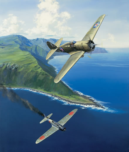 "Hawk of Haleiwa, December 7, 1941" - Jack Fellows - P-36 Hawk Art